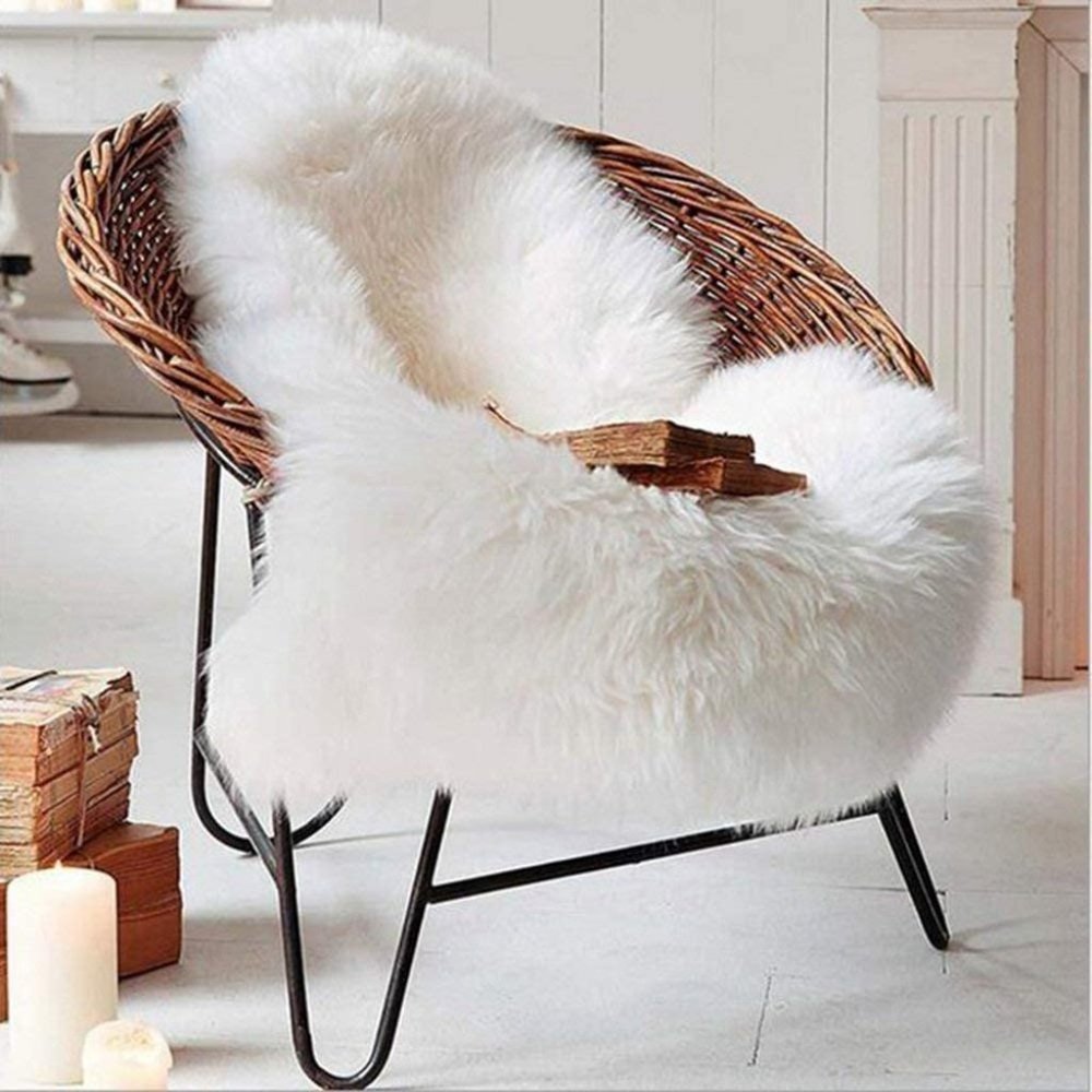HLZHOU White Faux Fur Rug Soft Fluffy Sheepskin
